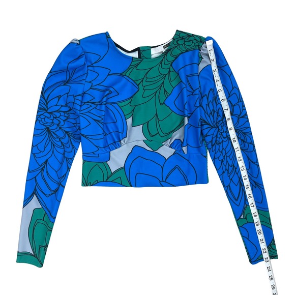 Tracy Reese Floral 2 Piece Set Womens XS Crop Top Mermaid Skirt Artsy Maximalist - Picture 12 of 16